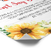 Zonnebloem BBQ Baby shower Zeg niet Baby Poster (Hoek)