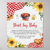 Zonnebloem BBQ Baby shower Zeg niet Baby Poster (Voorkant)