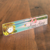 Zonnebloem Beach Desk Naamplaat Naambordje (Zijkant)