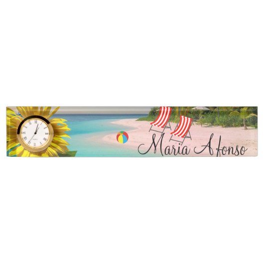 Zonnebloem Beach Desk Naamplaat Naambordje (Voorkant)