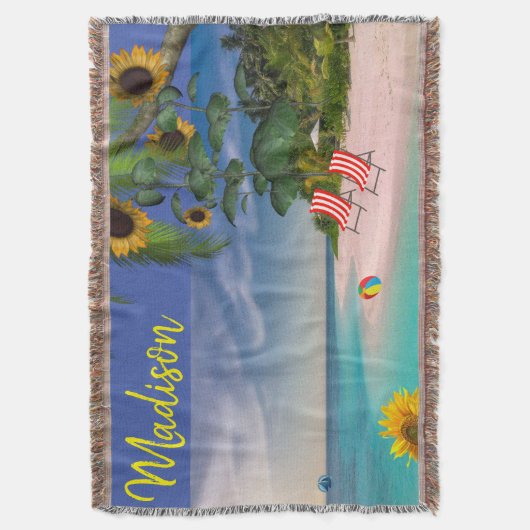 Zonnebloem Beach Throw Blanket Deken (Voorkant Verticaal)