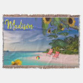 Zonnebloem Beach Throw Blanket Deken (Voorkant)