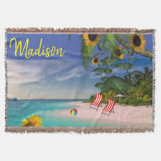 Zonnebloem Beach Throw Blanket Deken (Voorkant)