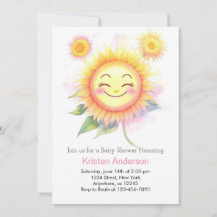 Zonnebloem Beauty Sunshine Meisje Baby shower Kaart