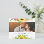 Zonnebloem bedankkaart voor bruiloft (Staand voorkant)