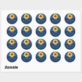 Zonnebloem Bedankt bruiloft met babybaasjes Ronde Sticker (Vel)