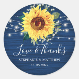 Zonnebloem Bedankt bruiloft met babybaasjes Ronde Sticker
