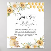 Zonnebloem Bee zegt geen baby gaby douchespel Poster (Voorkant)