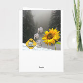 Zonnebloem Beer Floral Folded Wenskaart Kaart (Achterkant)