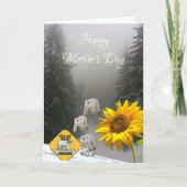 Zonnebloem Beer Floral Folded Wenskaart Kaart (Voorkant)