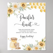 Zonnebloem beer pacifier jachtwedstrijd baby showe poster (Voorkant)