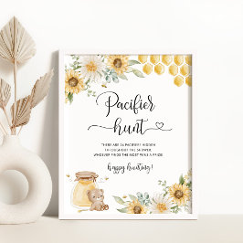 Zonnebloem beer pacifier jachtwedstrijd baby showe poster