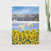 Zonnebloem Beer van polair gevouwen Wenskaart Kaart (Voorkant)