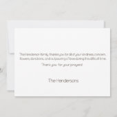 Zonnebloem begrafenis Dank u Bedankkaart (Achterkant)