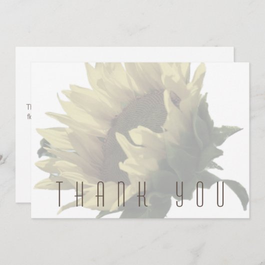 Zonnebloem begrafenis Dank u Bedankkaart (Voorkant / Achterkant)