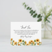 Zonnebloem begrafenis dank u nota Kaart verering (Staand voorkant)