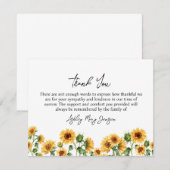 Zonnebloem begrafenis dank u nota Kaart verering (Voorkant / Achterkant)