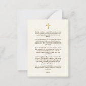 Zonnebloem begrafenis dienst gebed notitiekaartje (Achterkant)