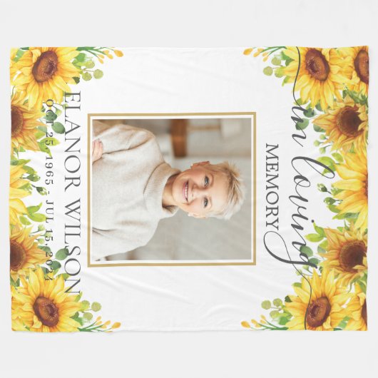 Zonnebloem begrafenis in liefdevolle herinnering fleece deken (Voorkant (Horizontaal))