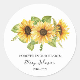 Zonnebloem begrafenis ronde sticker