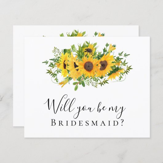 Zonnebloem, ben je mijn Bridesmaid? Kaart (Voorkant / Achterkant)