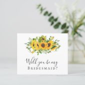 Zonnebloem, ben je mijn Bridesmaid? Kaart (Staand voorkant)