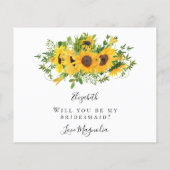 Zonnebloem, ben je mijn Bridesmaid? Kaart (Achterkant)