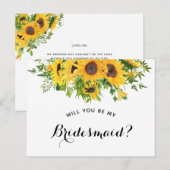 Zonnebloem... ben je mijn Bridesmaïde voorstel Aankondigingskaart (Voorkant / Achterkant)