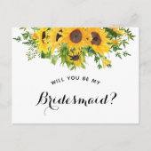 Zonnebloem... ben je mijn Bridesmaïde voorstel Aankondigingskaart (Voorkant)
