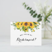 Zonnebloem... ben je mijn Bridesmaïde voorstel Aankondigingskaart (Staand voorkant)