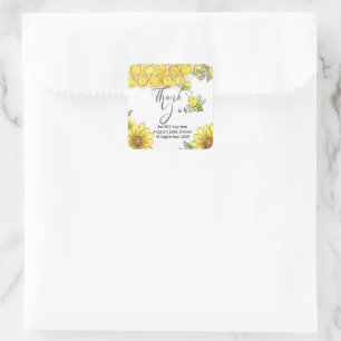 Zonnebloem Bene Dank je voor het bijen hier Vierkante Sticker