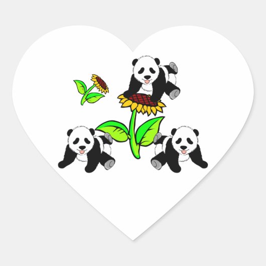 Zonnebloem Beren Hart Sticker (Voorkant)