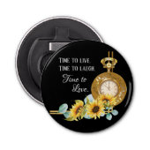 Zonnebloem Berichten (zwart) Magnet Button Flesopener (Voorkant)