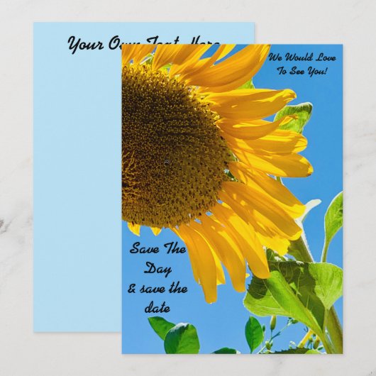 Zonnebloem bespaar de dag & sla de datumkaart op save the date (Voorkant / Achterkant)