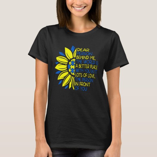 Zonnebloem Beste persoon achter mij De wereld is e T-shirt (Voorkant)