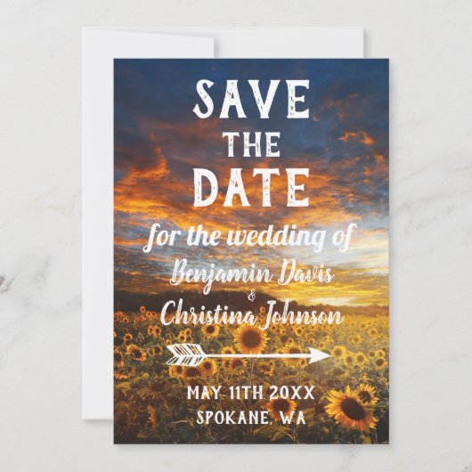 Zonnebloem Bewaar de datumkaarten Save The Date (Voorkant)