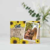 Zonnebloem Bewaar de trouwdatum Aankondigingskaart (Staand voorkant)