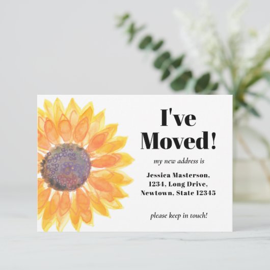 Zonnebloem Bewegende Aankondiging Kaart (Staand voorkant)