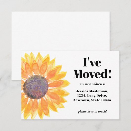 Zonnebloem Bewegende Aankondiging Kaart (Voorkant / Achterkant)