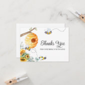 Zonnebloem Bij Baby Shower Bedankt Kaart (Voorkant / Achterkant in situ)