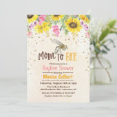 Zonnebloem Bij Baby Shower Uitnodiging (Staand voorkant)