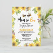 Zonnebloem Bij Baby Shower Uitnodiging (Staand voorkant)