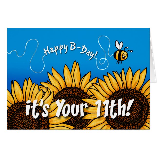 zonnebloem bij bijen - 11 jaar oud (Voorkant Horizontaal)