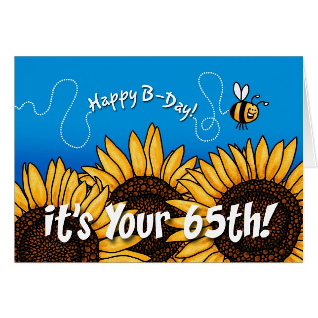 zonnebloem bij bijen - 65 jaar oud (Voorkant Horizontaal)