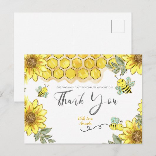 Zonnebloem bij Dank u kaart (Voorkant / Achterkant)