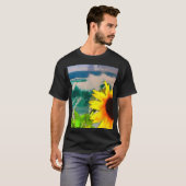 Zonnebloem bij de strand t-shirt (Voorkant volledig)