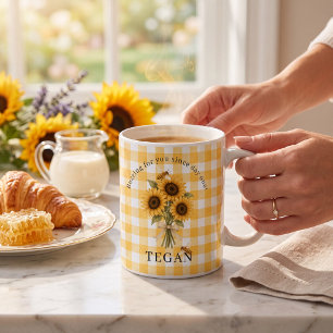 Zonnebloem Bij Gingham Bloemige Sentiment Beker Koffiemok