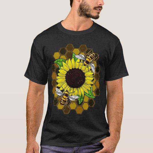 Zonnebloem Bij Hippie T-shirt (Voorkant)
