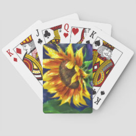 Zonnebloem bij Nacht Blauw Geel Groene Bloem Bloem Pokerkaarten