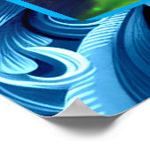 Zonnebloem bij Nacht Blauw Geel Groene Bloem Bloem Poster (Hoek)